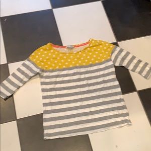 Boden t-shirt size 6 yellow polka dot colorblock